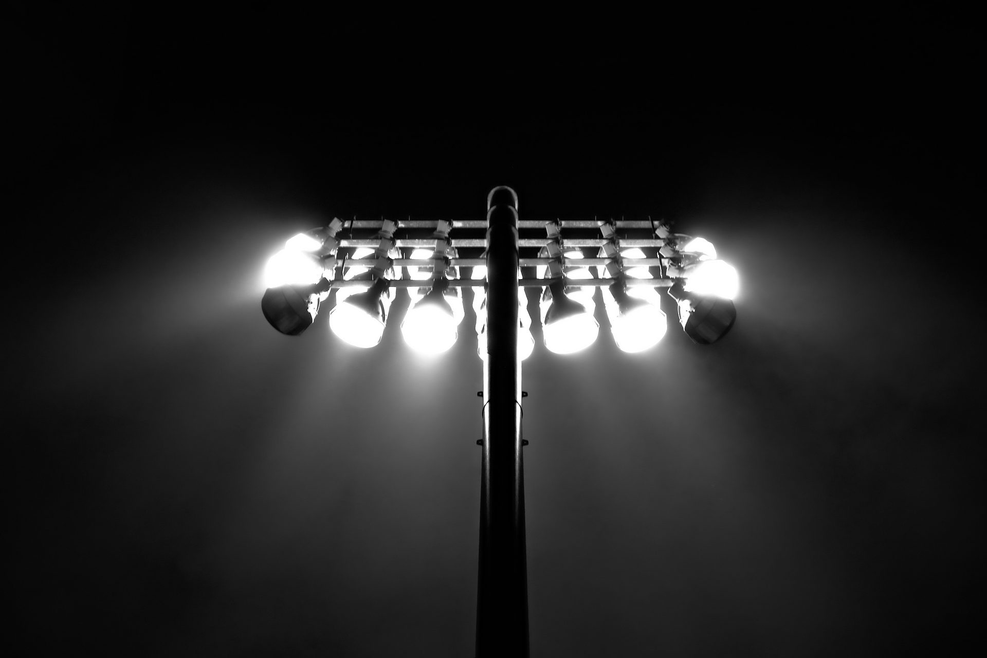 Stadium lights against a night sky